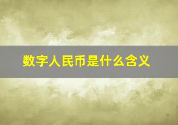 数字人民币是什么含义