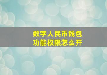 数字人民币钱包功能权限怎么开