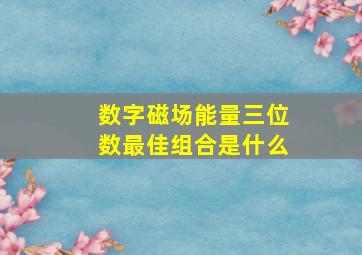 数字磁场能量三位数最佳组合是什么