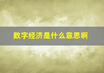 数字经济是什么意思啊