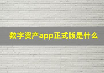 数字资产app正式版是什么