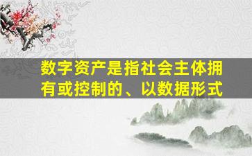 数字资产是指社会主体拥有或控制的、以数据形式