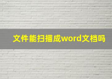 文件能扫描成word文档吗