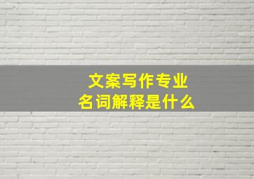 文案写作专业名词解释是什么