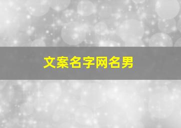 文案名字网名男