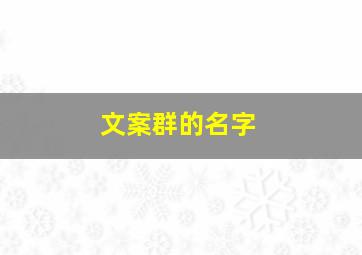 文案群的名字