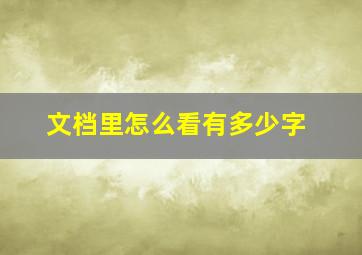 文档里怎么看有多少字