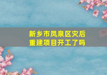 新乡市凤泉区灾后重建项目开工了吗