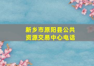 新乡市原阳县公共资源交易中心电话