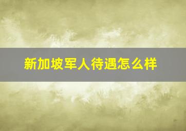 新加坡军人待遇怎么样