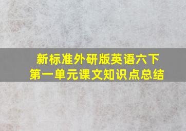 新标准外研版英语六下第一单元课文知识点总结