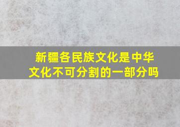 新疆各民族文化是中华文化不可分割的一部分吗