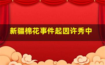 新疆棉花事件起因许秀中