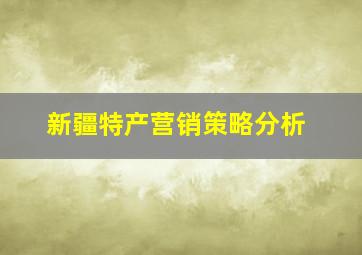 新疆特产营销策略分析