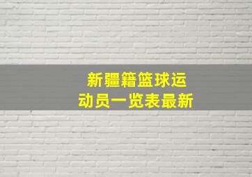 新疆籍篮球运动员一览表最新