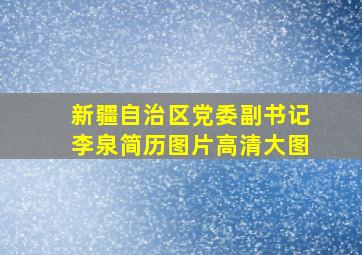 新疆自治区党委副书记李泉简历图片高清大图