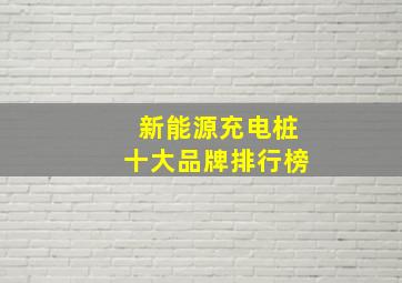 新能源充电桩十大品牌排行榜