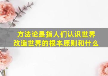 方法论是指人们认识世界改造世界的根本原则和什么