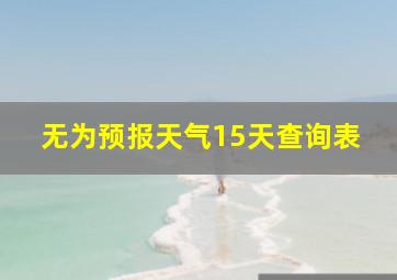 无为预报天气15天查询表