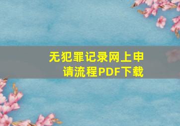 无犯罪记录网上申请流程PDF下载