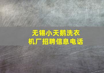 无锡小天鹅洗衣机厂招聘信息电话