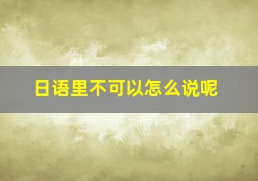 日语里不可以怎么说呢