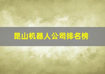 昆山机器人公司排名榜