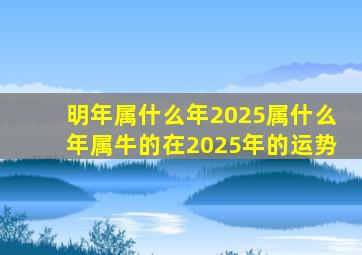 明年属什么年2025属什么年属牛的在2025年的运势