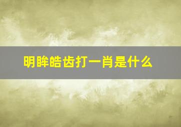 明眸皓齿打一肖是什么