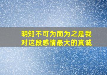 明知不可为而为之是我对这段感情最大的真诚