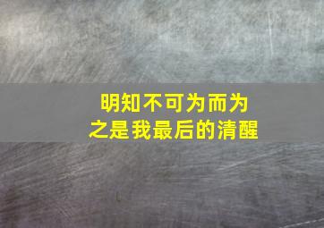 明知不可为而为之是我最后的清醒