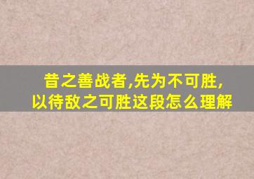 昔之善战者,先为不可胜,以待敌之可胜这段怎么理解