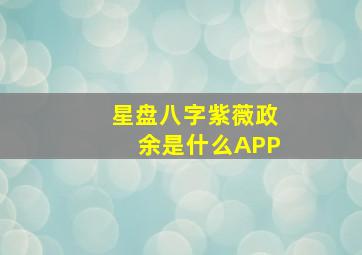 星盘八字紫薇政余是什么APP