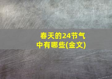 春天的24节气中有哪些(金文)