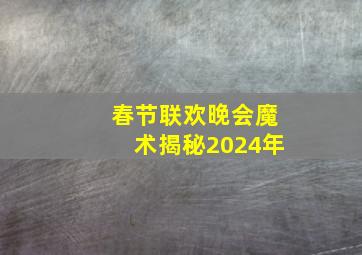 春节联欢晚会魔术揭秘2024年