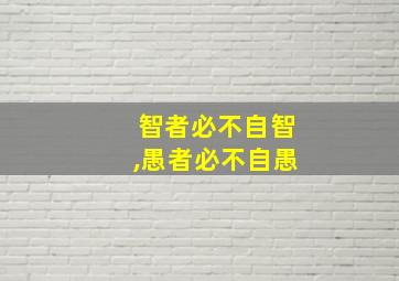 智者必不自智,愚者必不自愚