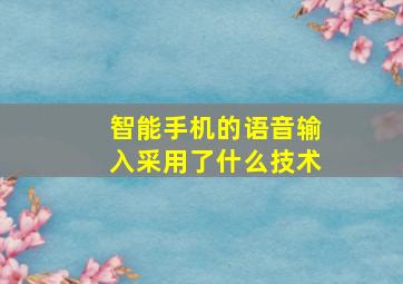 智能手机的语音输入采用了什么技术