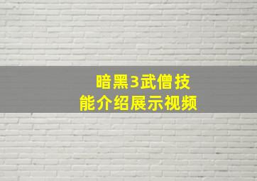 暗黑3武僧技能介绍展示视频