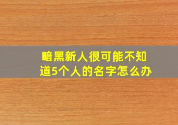 暗黑新人很可能不知道5个人的名字怎么办