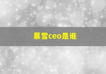 暴雪ceo是谁