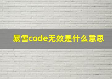 暴雪code无效是什么意思