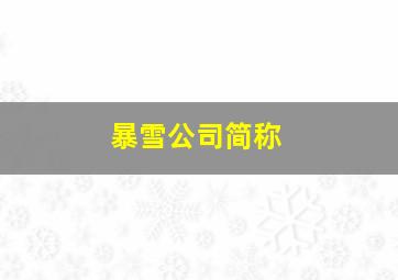 暴雪公司简称