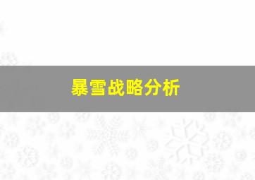 暴雪战略分析