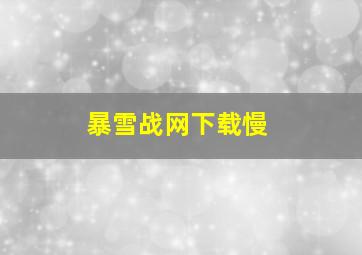 暴雪战网下载慢