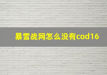 暴雪战网怎么没有cod16