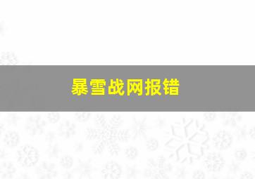 暴雪战网报错