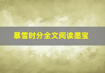 暴雪时分全文阅读墨宝