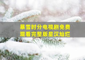 暴雪时分电视剧免费观看完整版星汉灿烂