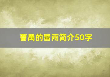 曹禺的雷雨简介50字