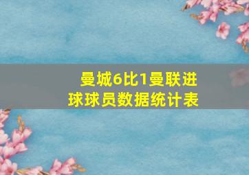 曼城6比1曼联进球球员数据统计表